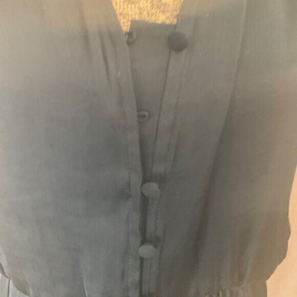 Anthropologie Current Air Black  wide leg jumpsuit pants  pleated ruched v neck - Picture 15 of 15